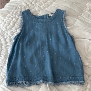 Frayed Denim Sleeveless Top